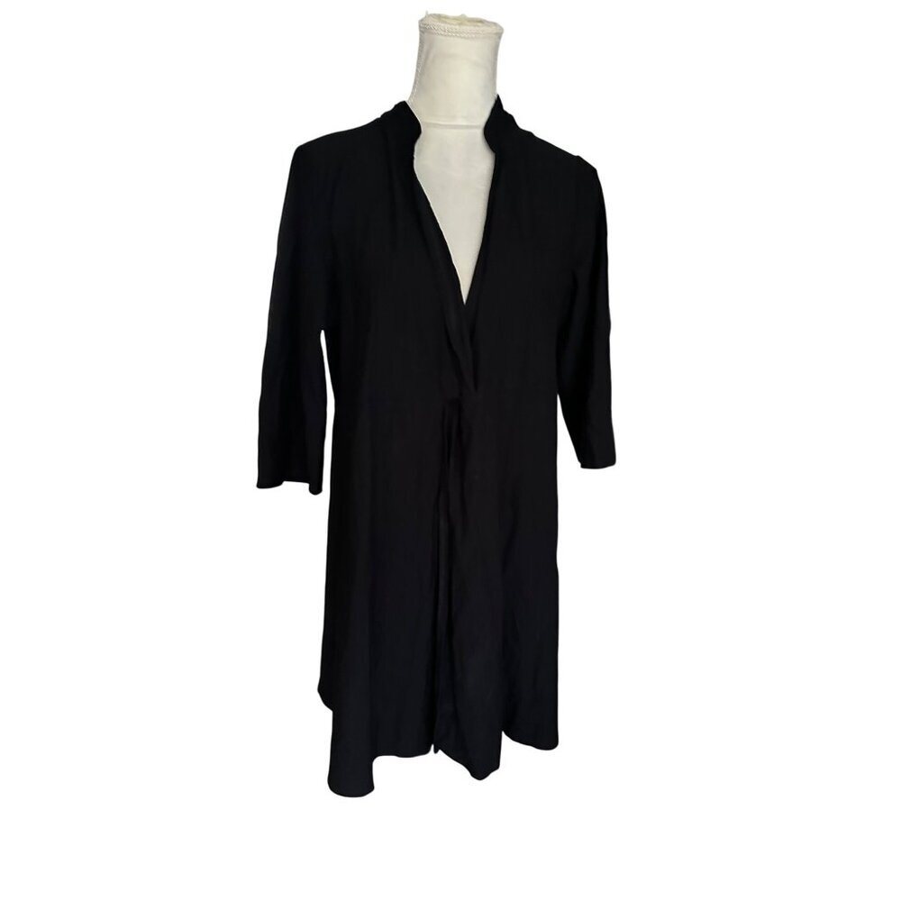 Vintage Eileen Fisher Gordian Knot Tie Clasp Open Front Dress Lightweight Size L